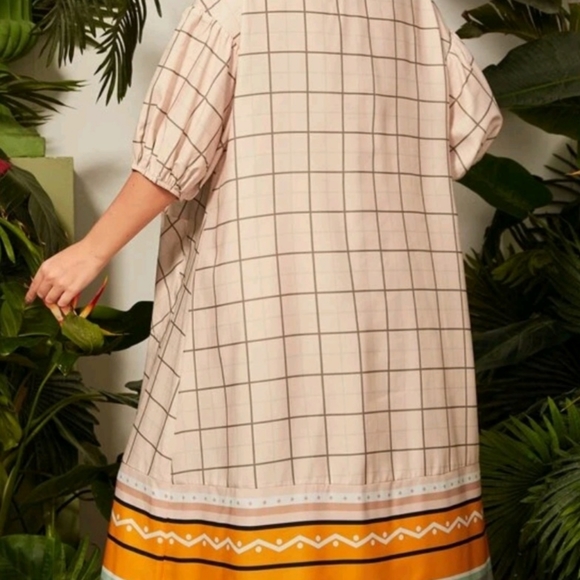 Casual Cream & BOTTOM Pattern Dress with Pockets - Picture 8 of 9